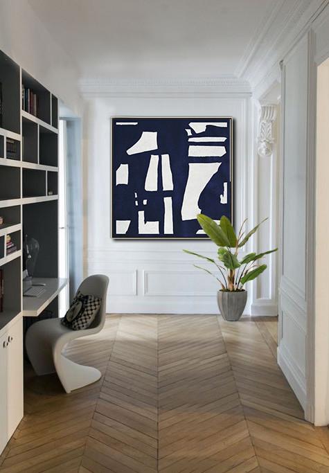 Navy Blue Minimalist Painting #NV299A - Click Image to Close